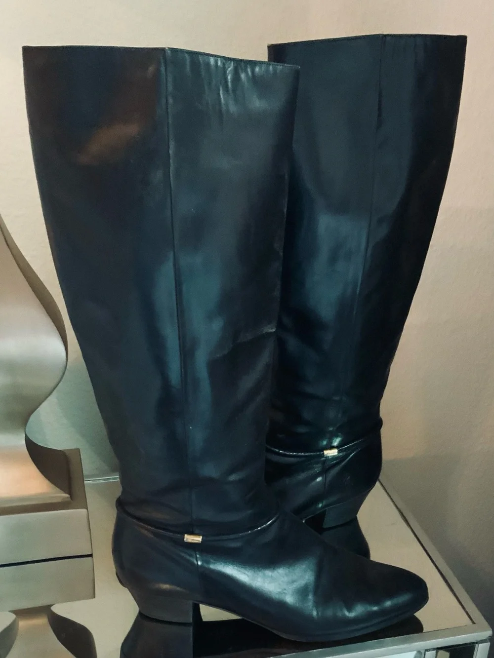 Salvatore Ferragamo Black Leather Tall Knee-High Boots Size 9